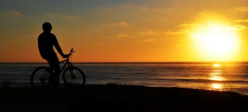 Biking by Beach at Sunset in San Diego